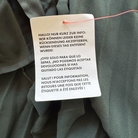 New ASOS Pleated Bodice Flutter Sleeve Pleated Dress Pine Green Fairycore Sz.4 - Picture 13 of 16